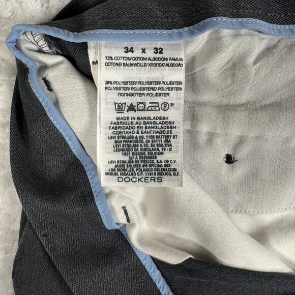 Dockers Pants Men's Flat Front Slit Pocket Cotton Blend Signature Khakis Gray 34 - Picture 3 of 14